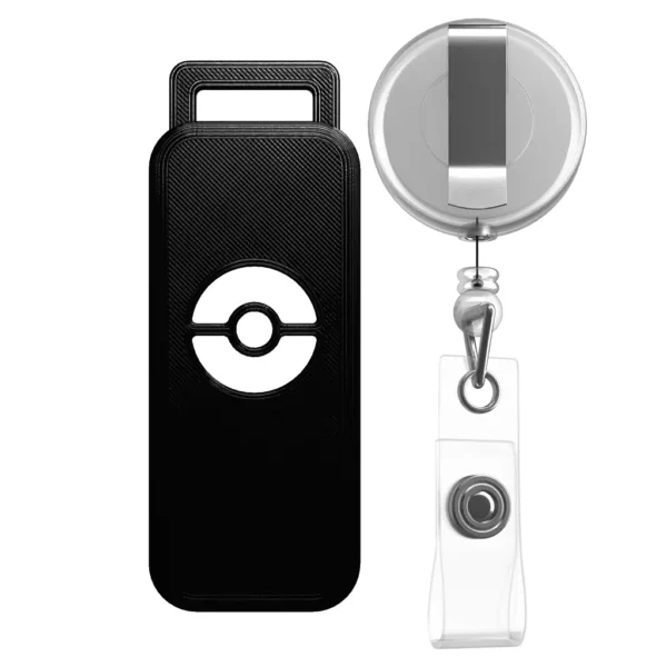 A product image of the Retractable Case with a Ball design in Black, seen from a 0-degree angle.