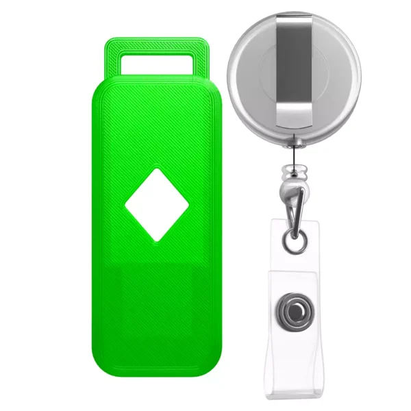 A product image of the Retractable Case with a Diamond design in Lime, seen from a 0-degree angle.