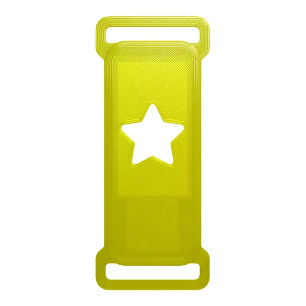 A product image of the Vertical Case with a Star design in Yellow, seen from a 0-degree angle.